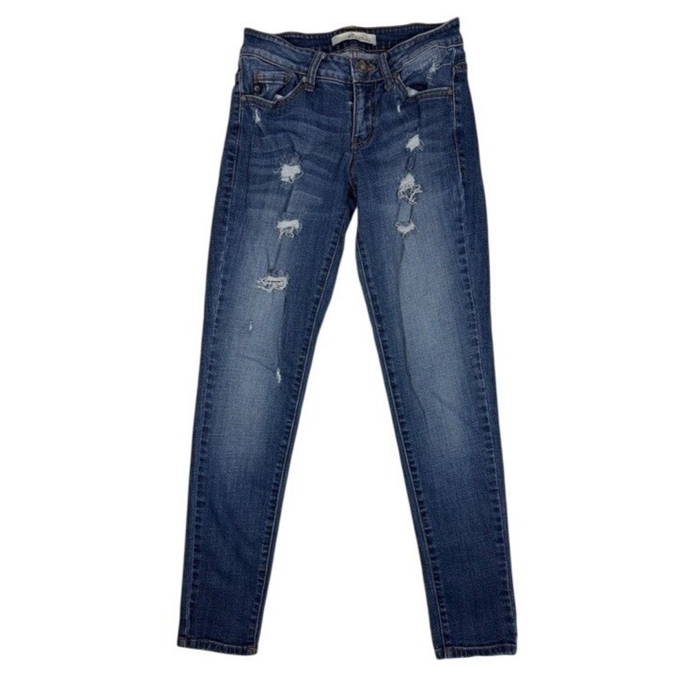 KanCan Jeans Women 25 KC7051 Blue Distressed Skinny‎ Medium Wash Denim